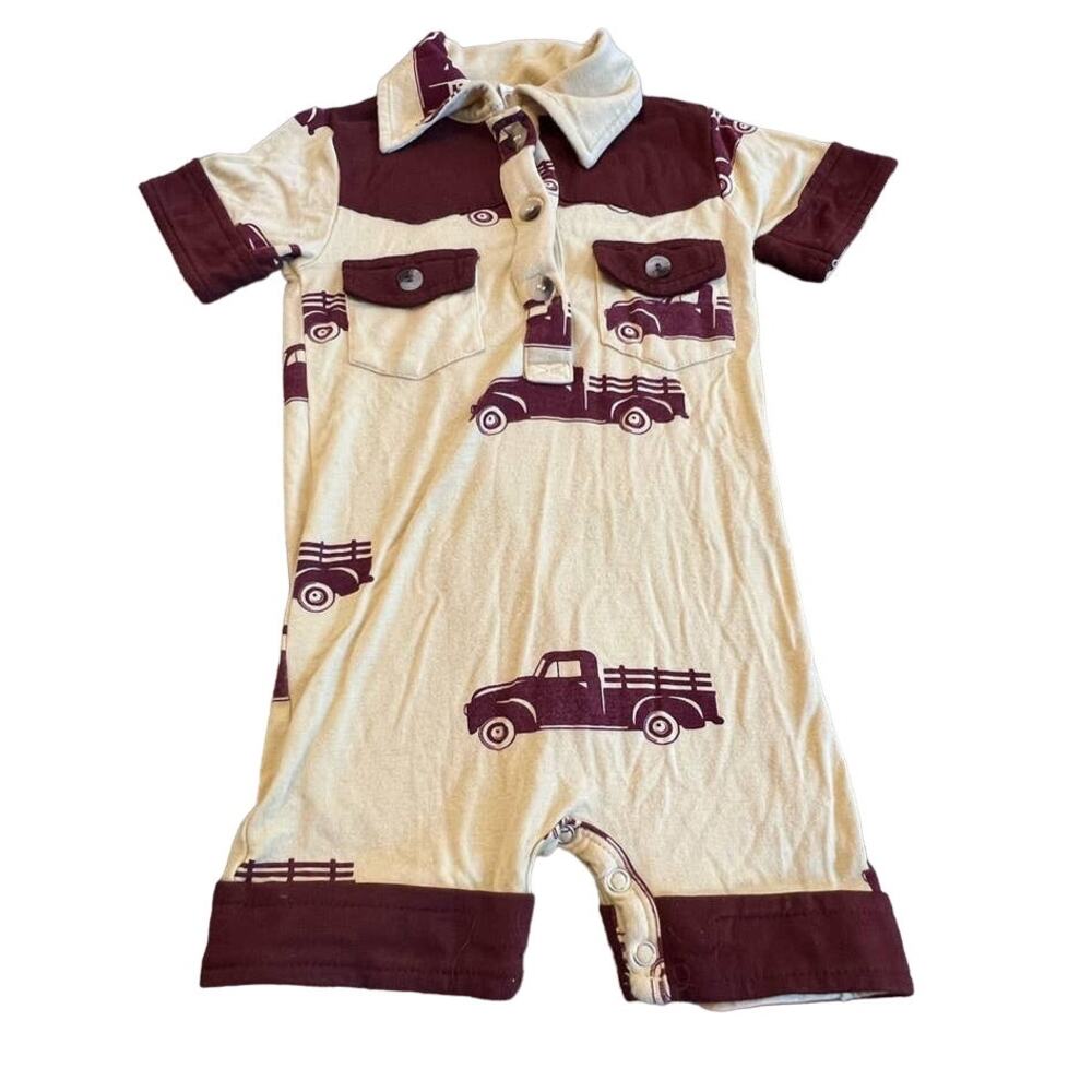 Kate Quinn bamboo farm truck 6-12m short sleeve with collar